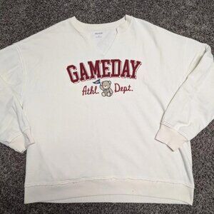 Women's Hollister Gameday Varsity Football V-Neck Sweatshirt Size L LARGE EUC!